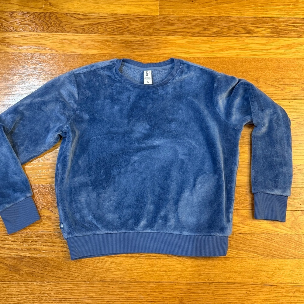 Athleta Girl Feelin' Good Crewneck Sweatshirt Plush Chambray Blue - Size L/12